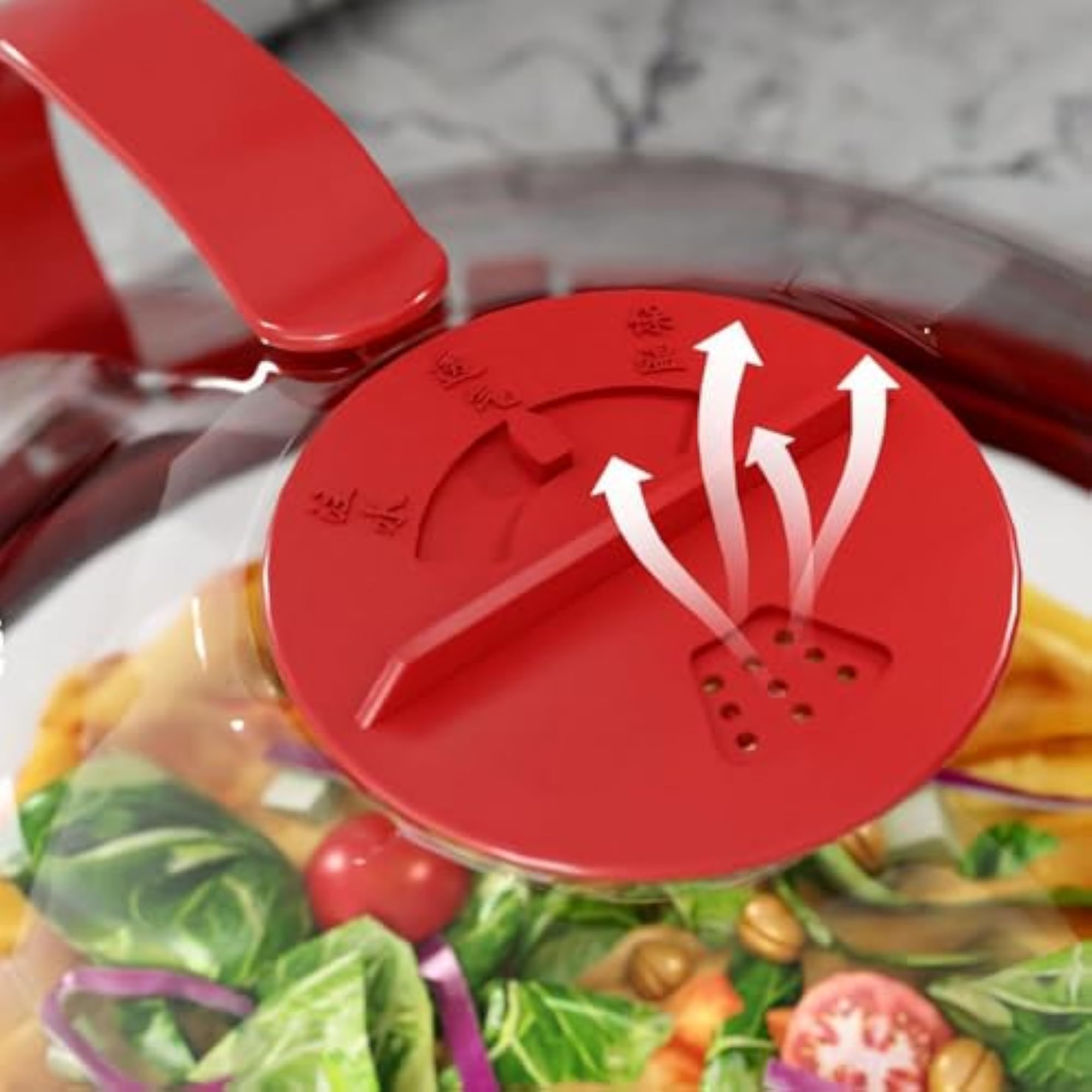 Portable Microwave Splatter Cover for Food, Red